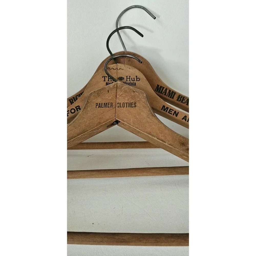 Lot of 3 Wooden Vintage Hangers With Advertising Fla & Va